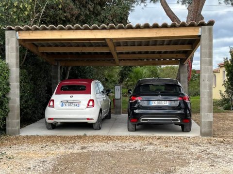 Création de carport avec borne de recharge voiture électrique Cournonsec