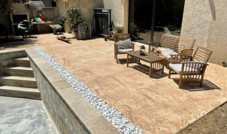 réalisation terrasse en béton imprimé Gigean